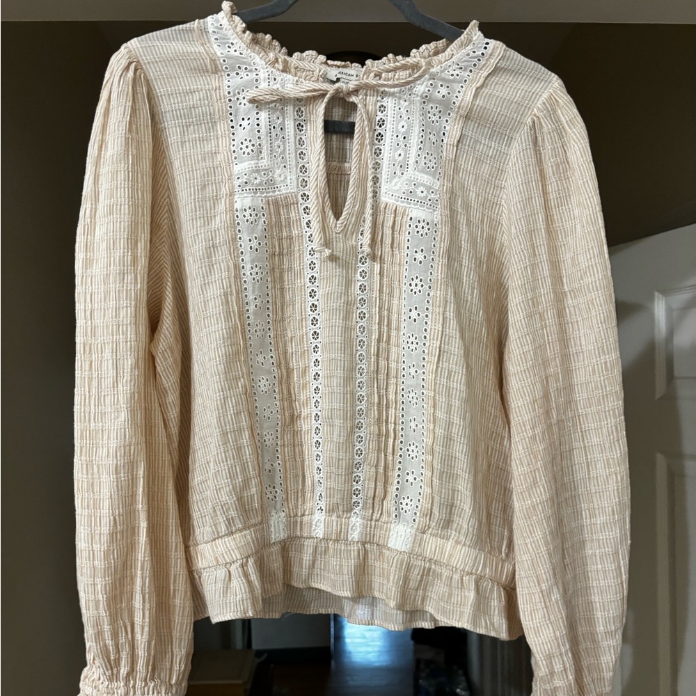 American Eagle Lace Beige Blouse